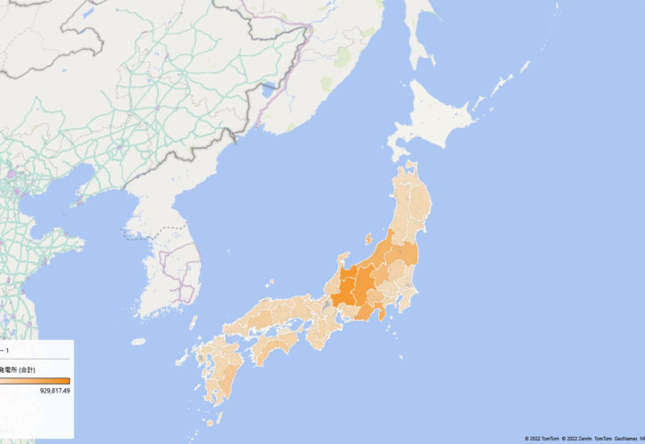 エクセル 3Dマップ 都道府県別 水力発電